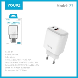 Cargador de pared Yourz Z7 Tipo C + USB 20W