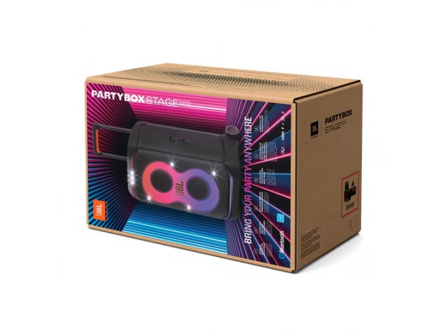 Parlante de fiesta JBL PartyBox Stage 320 con 240W RMS y luces dinámicas