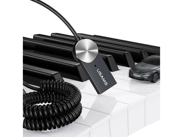 Adaptador receptor de Bluetooth USAMS US-SJ464 con conector AUX 3.5mm y USB para auto.