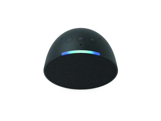 Indicador LED azul del Amazon Echo Pop 1ra Generación activado, señalando que Alexa está escuchando.%u200B