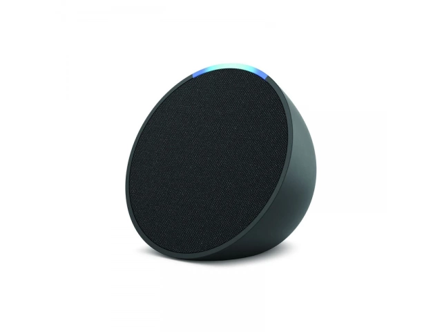 Vista frontal del Amazon Echo Pop 1ra Generación en color Charcoal, mostrando su diseño compacto y elegante.%u200B