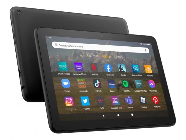 Perfil delgado y puerto USB-C de la tablet Amazon Fire HD 8 (2022) Negra.