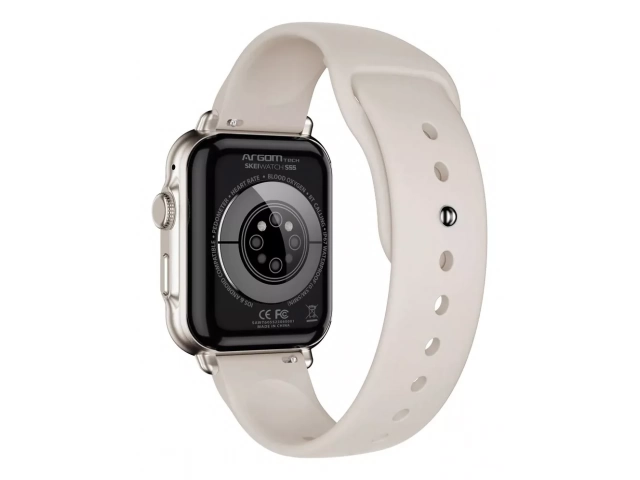 Funciones avanzadas de salud como SpO2 del Smartwatch Argom S55 Beige, a la venta en Avlis Uruguay.