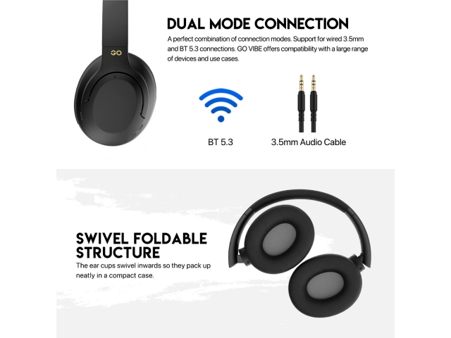 Empaque original del Fantech Go Vibe WH05 negro mostrando sus características.