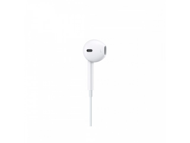 Detalle en primer plano del auricular Apple USB-C mostrando su acabado premium.