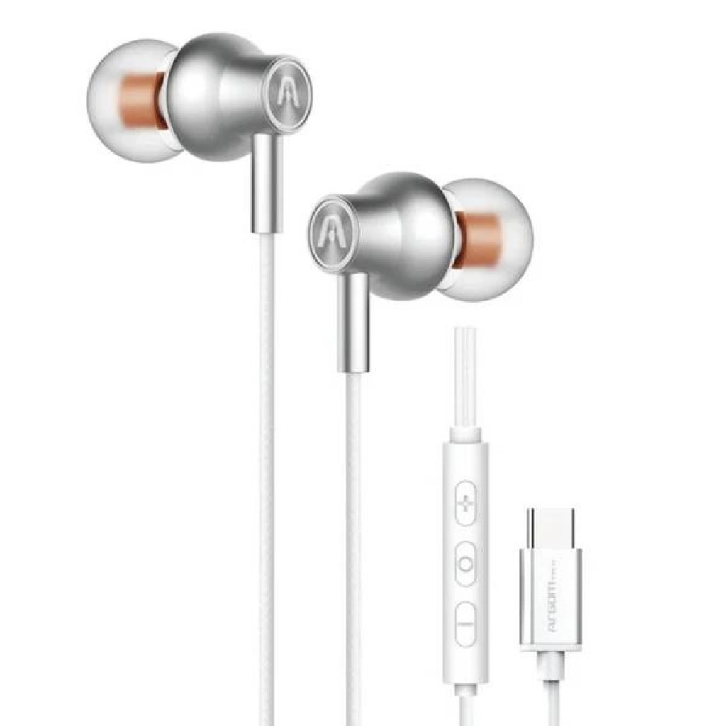 Empaque original de los auriculares Argom Sound Core con conector Tipo C.