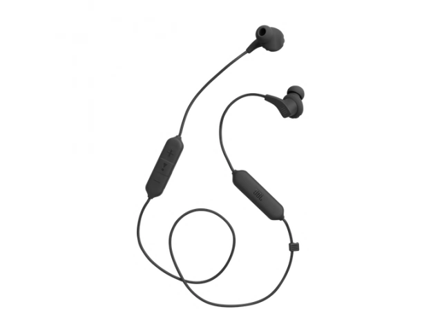 Auriculares deportivos JBL Endurance Run 2 en color negro, con resistencia al sudor IPX5 y Sonido JBL Pure Bass. Avlis Uruguay.