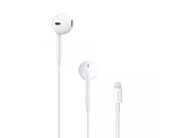 Vista frontal de los Auriculares Foneng T28 con conector Lightning compatibles con iPhone