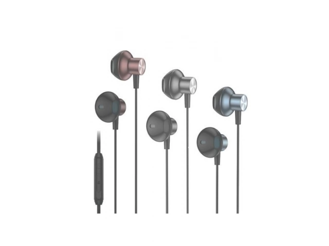 Auriculares Foneng T63 Purple Metal in-ear con acabado metálico violeta, disponibles en AVLIS Uruguay.