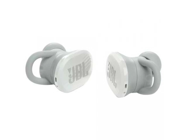 Auriculares deportivos True Wireless JBL Endurance Race blancos, con ajuste seguro Twistlock. Disponibles en Avlis Uruguay