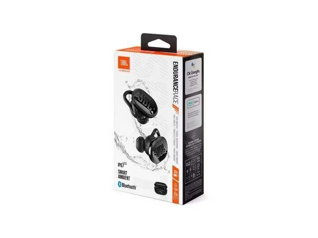 Auriculares deportivos True Wireless JBL Endurance Race negros, con ajuste seguro Twistlock. Disponibles en Avlis Uruguay.