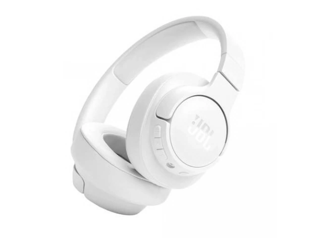 Auriculares JBL Tune 720BT blancos destacando su conexión multipunto, función VoiceAware y cable de audio desmontable. Avlis Uruguay.