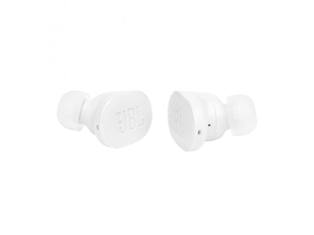 Diseño ergonómico y confortable con resistencia IP54 de los auriculares TWS JBL Tune Buds blancos, disponibles en Avlis.