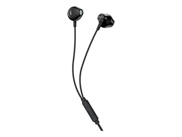 Auriculares Philips TAUE101BK/00 in-ear en color Negro, con micrófono y botón de control en el cable. Sonido claro y bajos potentes. Avlis Uruguay.