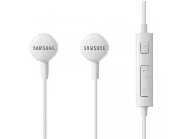 Auriculares Samsung HS1303 blancos originales con micrófono, diseño ergonómico, en Avlis Uruguay.