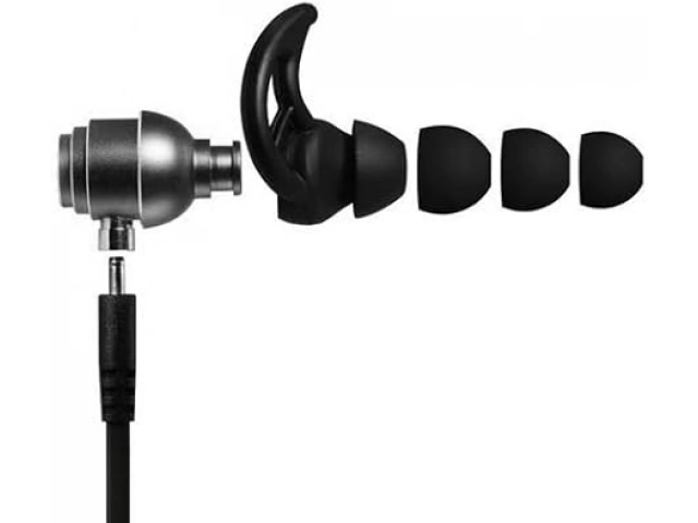 Detalle de los cabezales metálicos de aluminio de los auriculares Avenzo AV639 blancos.