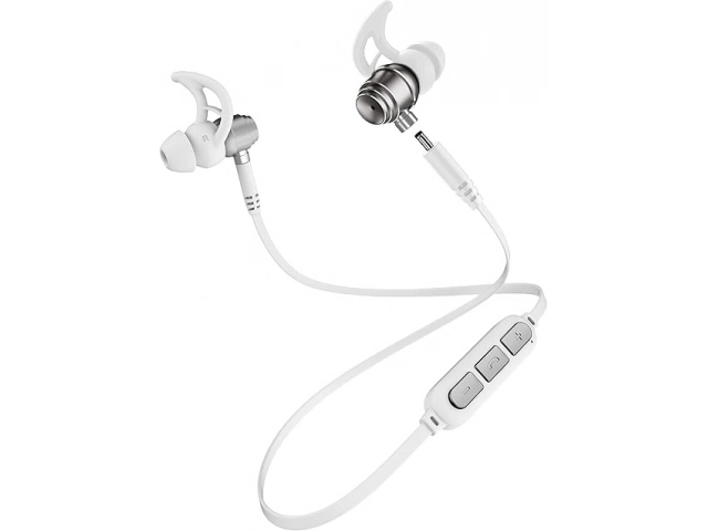 Auriculares Avenzo AV639 blancos con vista frontal destacando diseño metálico.