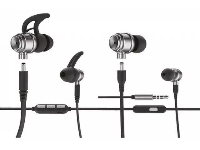 Auriculares Avenzo AV639 negros mostrando perfil lateral y detalles ergonómicos.