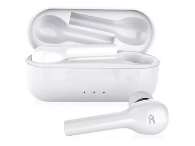 Auriculares Avenzo TW5004W blancos con diseño in-ear y conexión Bluetooth.