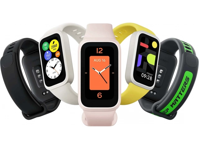 Contenido de la caja del Smartwatch Xiaomi Band 9 Active Pink, mostrando la pulsera y cargador, ofrecido por Avlis. 