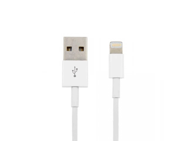 Cable Argom blanco/negro con conector Lightning a USB-A para carga y sincronización de iPhone, iPad e iPod. Calidad garantizada. Disponible en Avlis Uruguay.