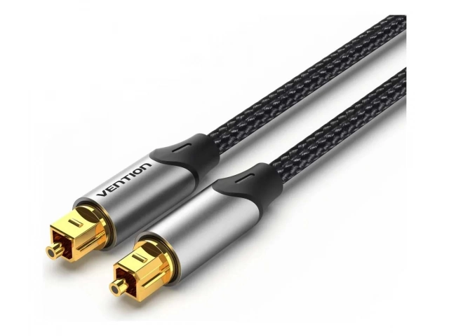 Cable de audio de fibra óptica marca Vention de 2 metros con conectores TOSLINK, para transmisión de sonido digital puro y de alta fidelidad. Disponible en Avlis Uruguay.