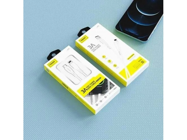 Cable de carga rápida 3A marca Foneng modelo X75, de 1 metro, con salidas Lightning y Tipo-C, ideal para múltiples dispositivos, venta en Uruguay.