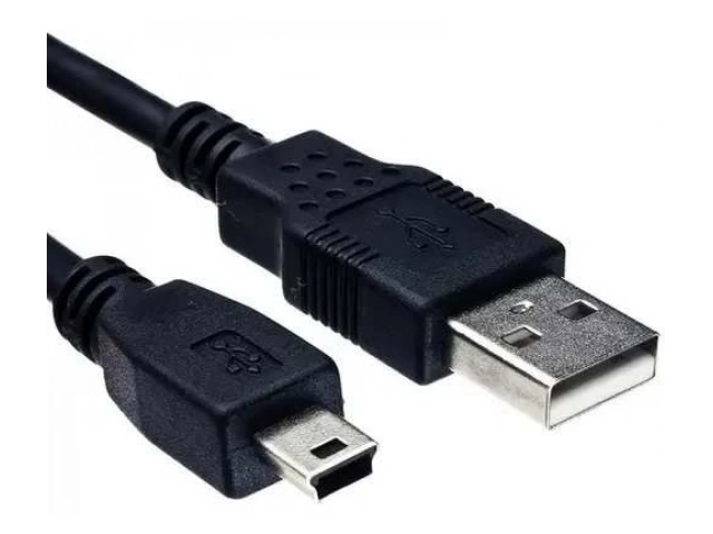 Cable V3 Mini-USB para carga y transferencia de datos, conector USB-A a Mini-USB B, disponible en Avlis Uruguay.