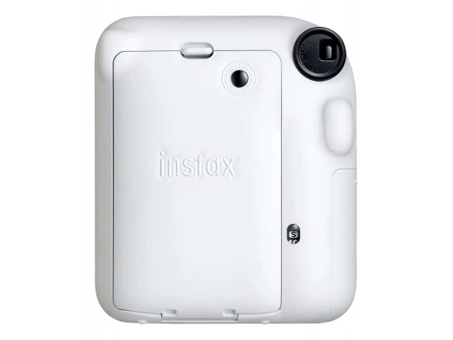 Cámara instantánea Fujifilm Instax Mini 12 color Blanco Pastel, con modo selfie y exposición automática, disponible en Avlis Uruguay