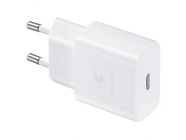 Diseño compacto del cargador de pared Samsung original Tipo C 15W blanco (sin cable). Ideal para el hogar y viajes. Comprá original en Avlis Uruguay.
