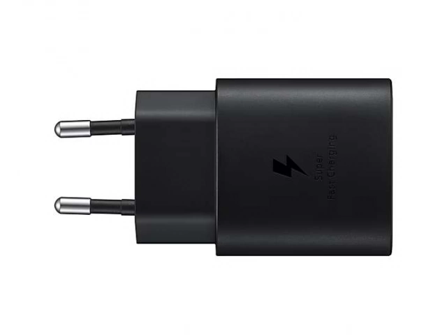 Cargador de pared Samsung original USB-C de 25W en color negro (sin cable). Ideal para Super Fast Charging de dispositivos Galaxy. Avlis Uruguay