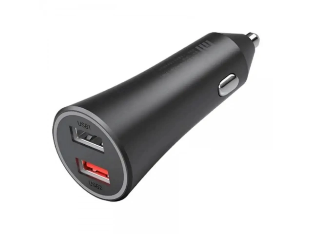 Diseño compacto y elegante del cargador de vehículo Xiaomi Mi 37W Dual-Port, con indicador LED. Ideal para cualquier auto. Avlis Uruguay.
