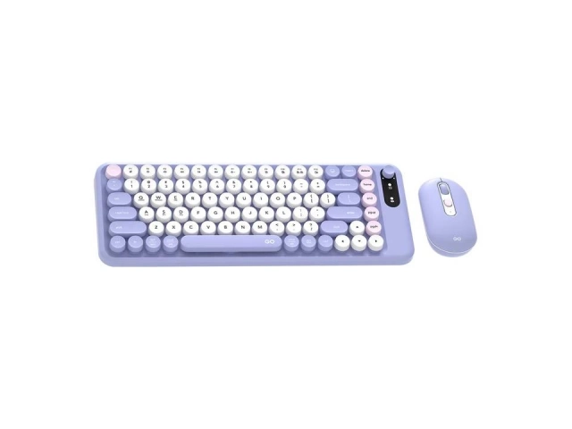 Vista completa del Combo Fantech WK898 Inalámbrico en color púrpura, mostrando el teclado y mouse, ideal para setups gaming y de oficina en Uruguay.