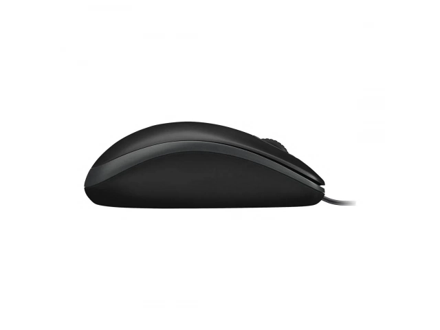 Vista cercana del mouse óptico del MK120 con diseño ambidiestro.