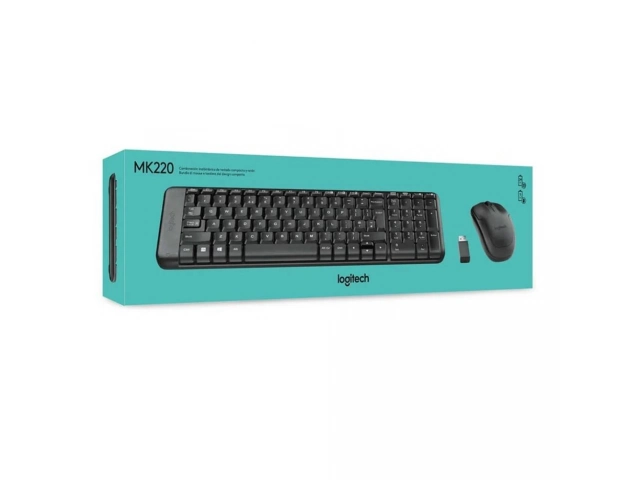 Presentación del combo Logitech MK220 en su caja original, listo para envío.