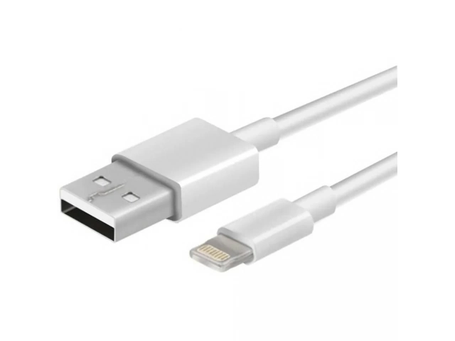 Primer plano de los conectores Lightning y USB-A del cable Argom, mostrando su diseño robusto para una conexión segura con dispositivos Apple. Avlis.