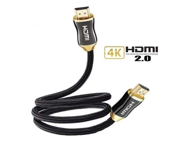 Detalle de los conectores robustos del cable HDMI Gravity 4K de 3 metros, diseñados para una conexión segura y óptima transmisión de señal. Accesorios de video en Avlis.