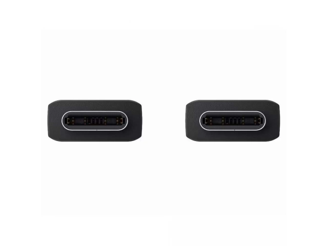 Detalle de los conectores USB-C reforzados y duraderos del cable Samsung original de 1.8m y 5A, diseñados para rendimiento y longevidad. Avlis Uruguay.