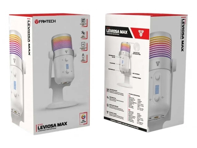 Fácil conexión USB Plug & Play del micrófono Fantech Leviosa MCX03 Blanco.