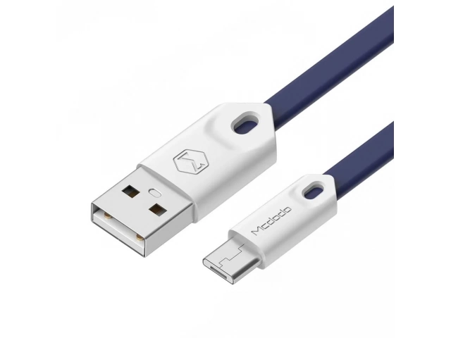 Primer plano del conector Micro USB reforzado del cable Mcdodo Gorgeous, mostrando su diseño anti-quiebre para mayor durabilidad.