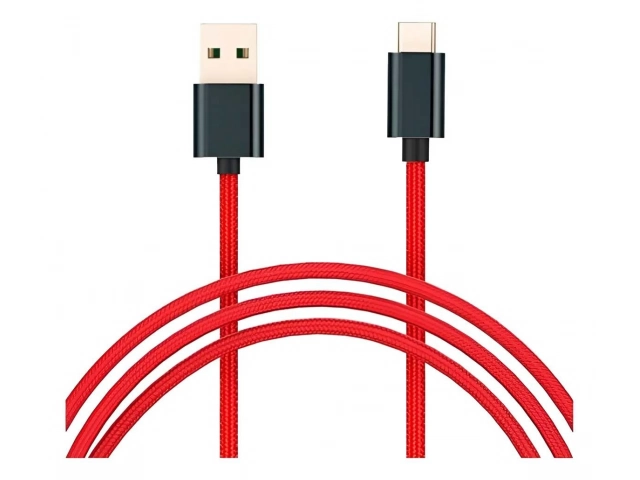 Detalle de los conectores reforzados y el tejido de nylon del cable Xiaomi Tipo-C rojo de 1m. Máxima durabilidad y estilo. Avlis.