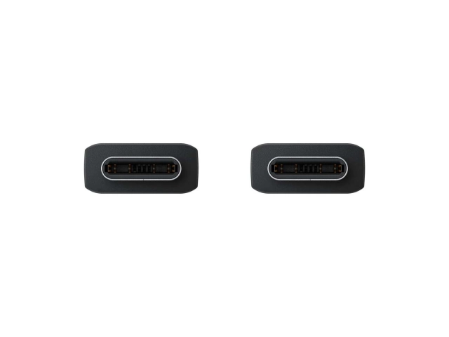 Primer plano de los conectores USB-C reforzados del cable original Samsung de 3A y 1.8m, garantizando durabilidad y conexión segura. Avlis Uruguay