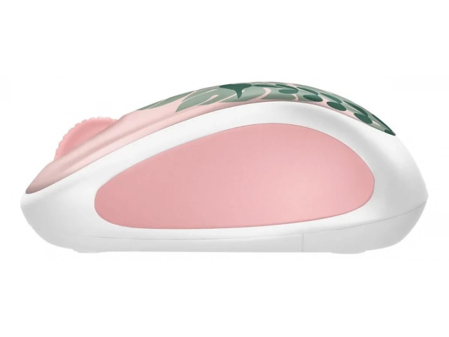 Primer plano del diseño de pajaritos Chirpy Bird del mouse inalámbrico Logitech M317C.