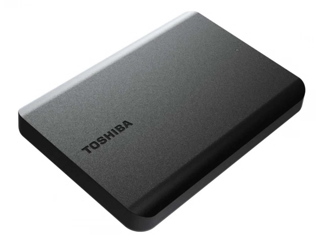 Disco Duro Externo Portátil Toshiba Canvio de 4TB en color negro. Conexión USB 3.2 Gen 1 para almacenamiento masivo. Avlis Uruguay.