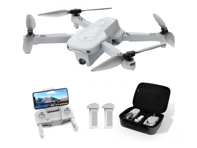 Drone Holystone HS175 con GPS volando sobre un paisaje uruguayo, cámara 2K/4K, disponible en Avlis.