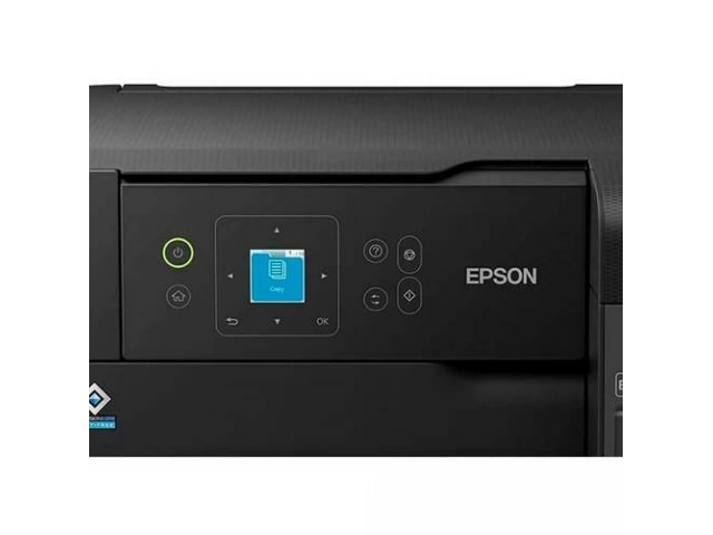 Detalle de los tanques de tinta frontales de la impresora Epson L3560 EcoTank, destacando su conectividad Wi-Fi y compatibilidad con Epson Smart Panel. Epson en Avlis.