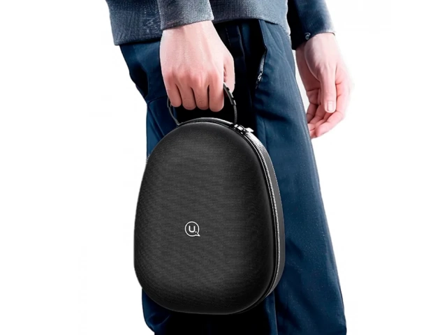 Estuche USAMS ZB292 negro protegiendo auriculares TWS (ejemplo de uso), venta en Avlis Uruguay.