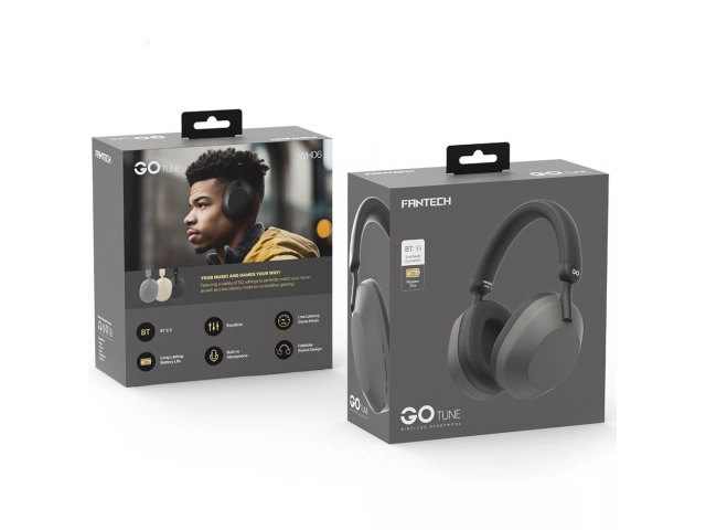 Almohadillas on-ear suaves y confortables de los auriculares Fantech Go Tune WH06 beige, venta en Avlis Uruguay.