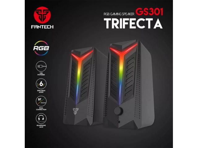 Efectos de iluminación RGB en los altavoces Fantech GS301 para gamers.