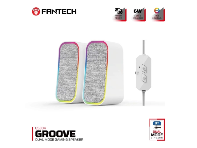 Iluminación LED sutil del altavoz Fantech GS304 en color blanco.